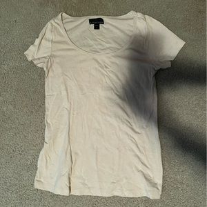 Cream scoop neck top